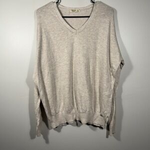 Timeout Los Angeles Womens‎ XL Beige Melange V-Neck Long Sleeve Knit Sweater